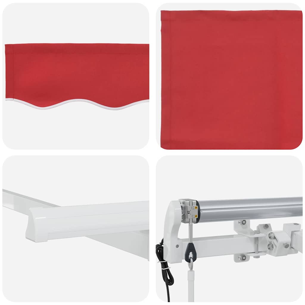 Einziehbare Markise Rot 350 x 200 cm Polyester, Aluminium