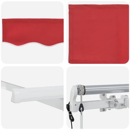 Einziehbare Markise Rot 350 x 200 cm Polyester, Aluminium