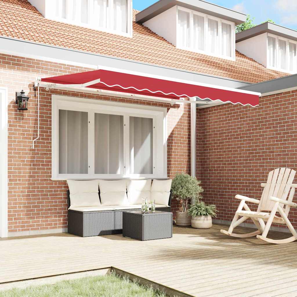 Einziehbare Markise Rot 350 x 200 cm Polyester, Aluminium