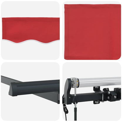 Einziehbare Markise Rot 350 x 200 cm Polyester, Aluminium