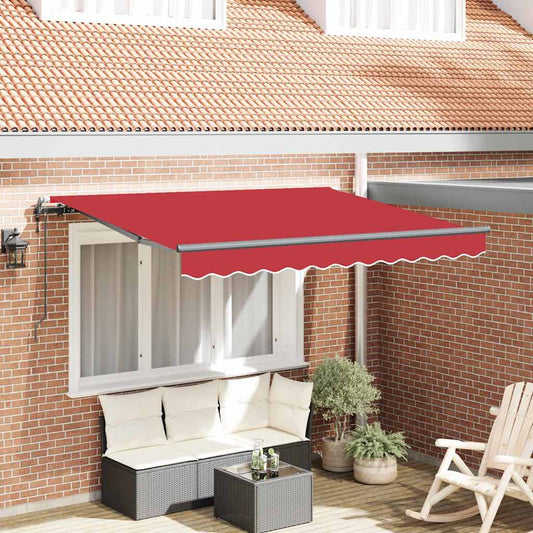 Einziehbare Markise Rot 350 x 200 cm Polyester, Aluminium
