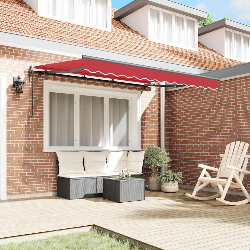 Einziehbare Markise Rot 350 x 200 cm Polyester, Aluminium