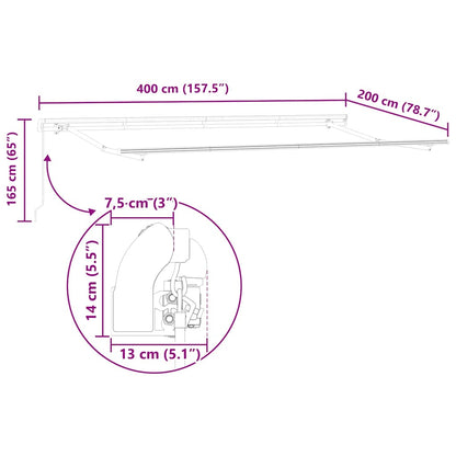 Einziehbare Markise Anthrazit 400 x 200 cm Polyester, Aluminium