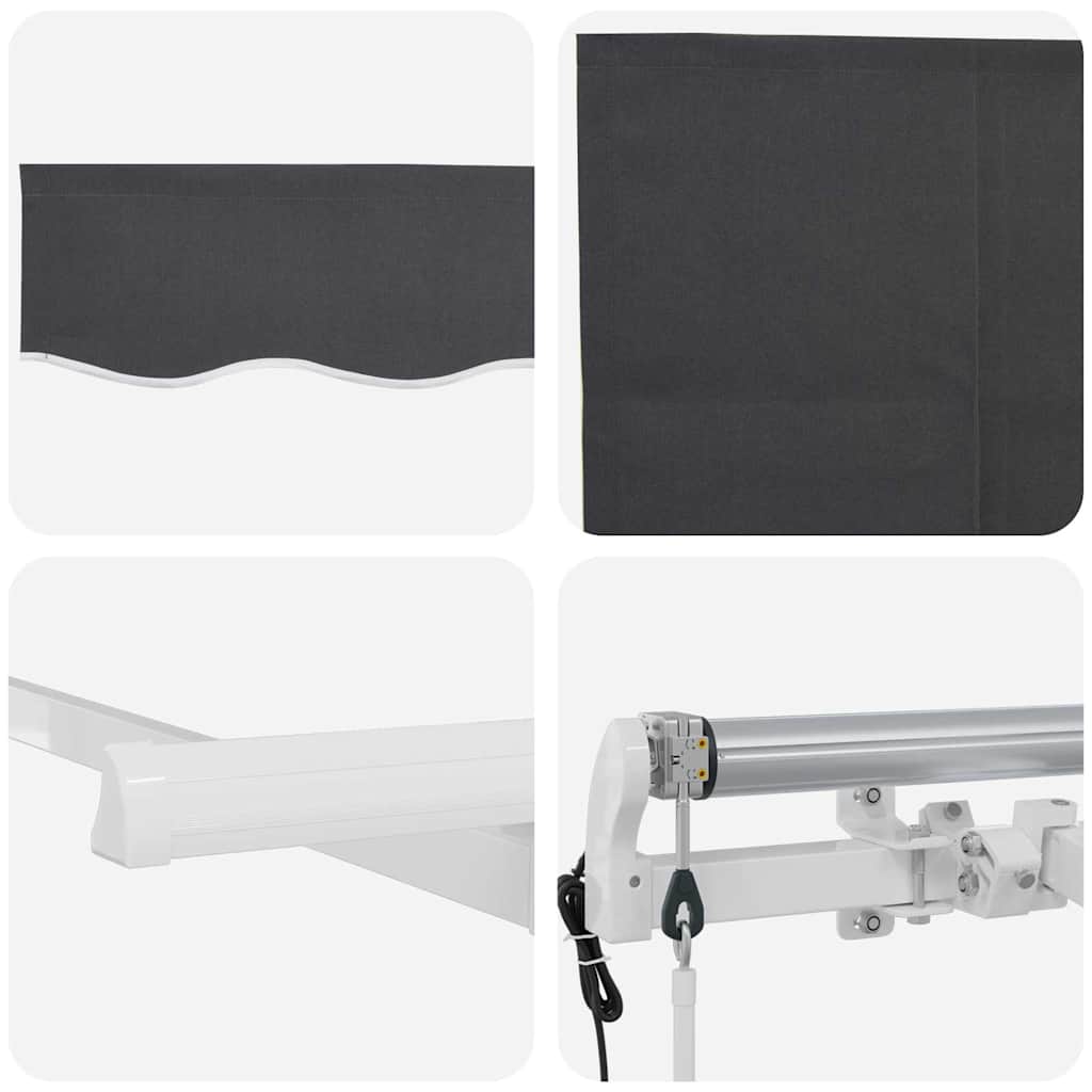 Einziehbare Markise Anthrazit 400 x 200 cm Polyester, Aluminium