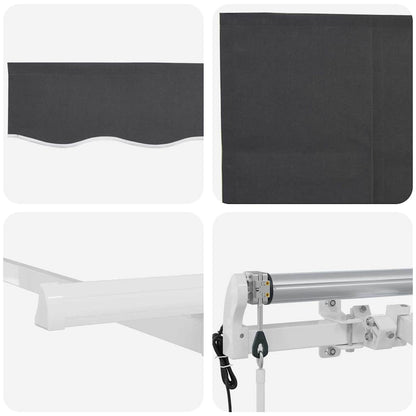 Einziehbare Markise Anthrazit 400 x 200 cm Polyester, Aluminium