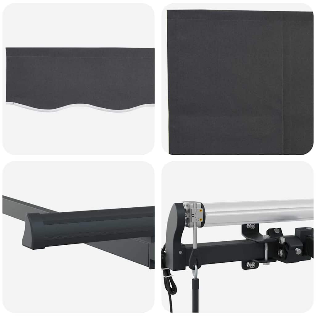 Einziehbare Markise Anthrazit 400 x 200 cm Polyester, Aluminium