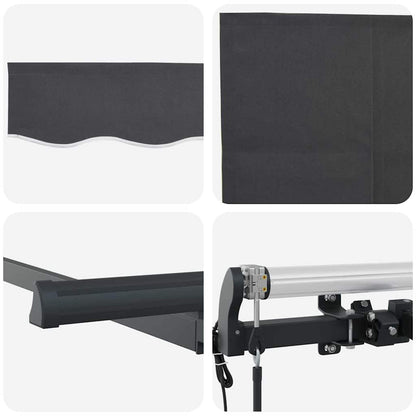 Einziehbare Markise Anthrazit 400 x 200 cm Polyester, Aluminium