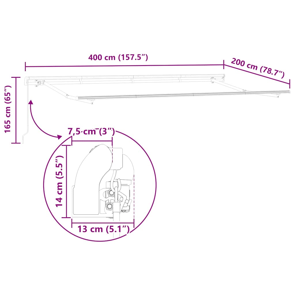 Einziehbare Markise Mehrfarbig 400 x 200 cm