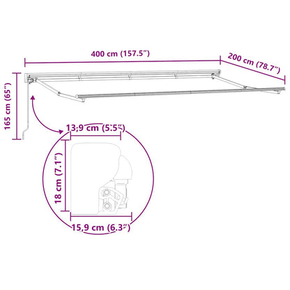 Einziehbare Markise Braun 400x200 cm Stoff