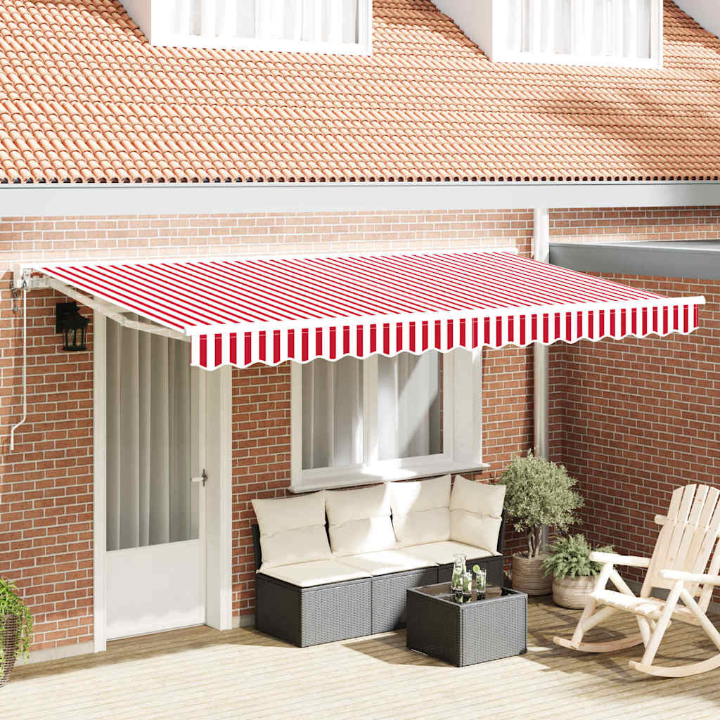 Einziehbare Markise Rot und Weiß 400x200 cm Stoff