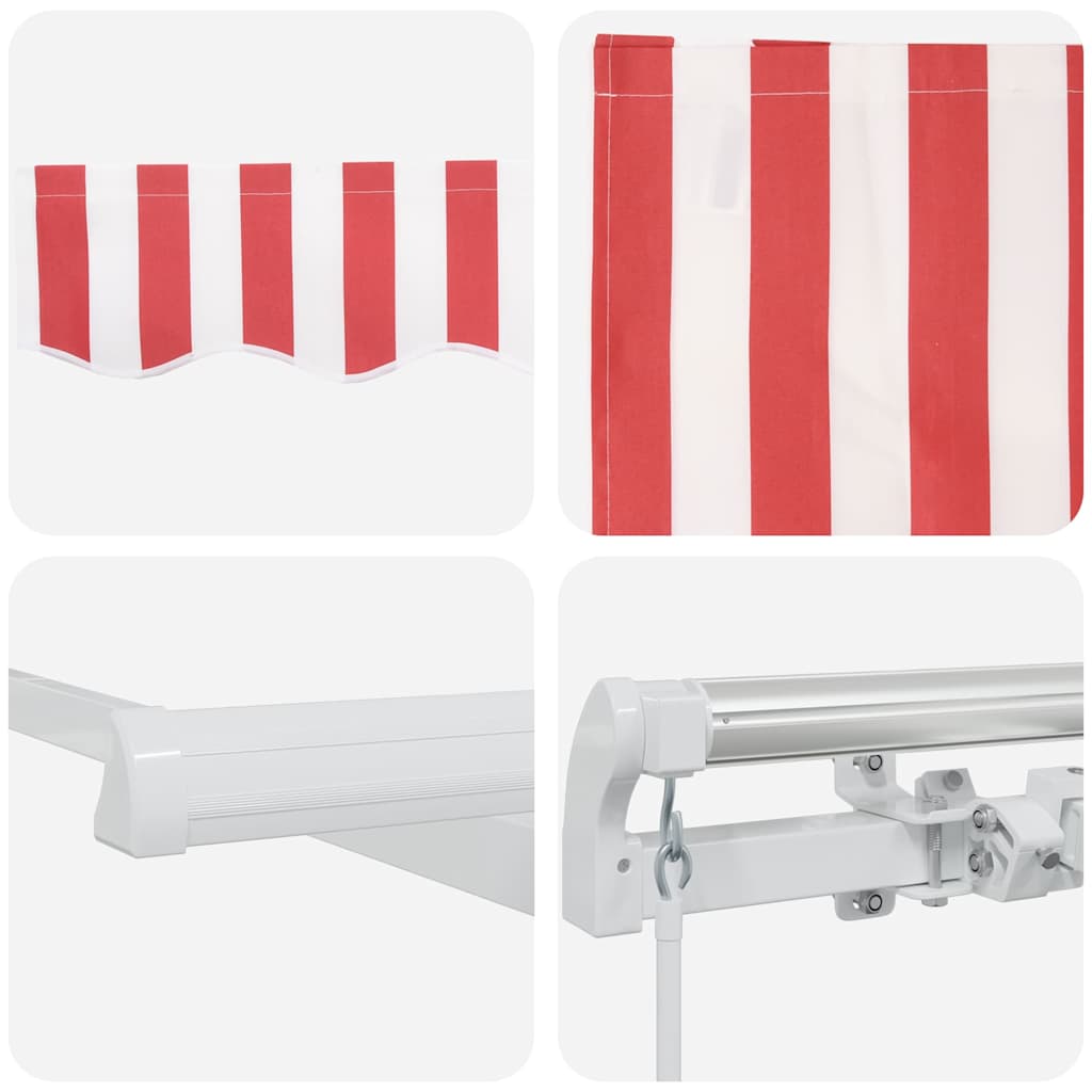 Einziehbare Markise Rot, Weiß 400 x 200 cm Polyester, Aluminium