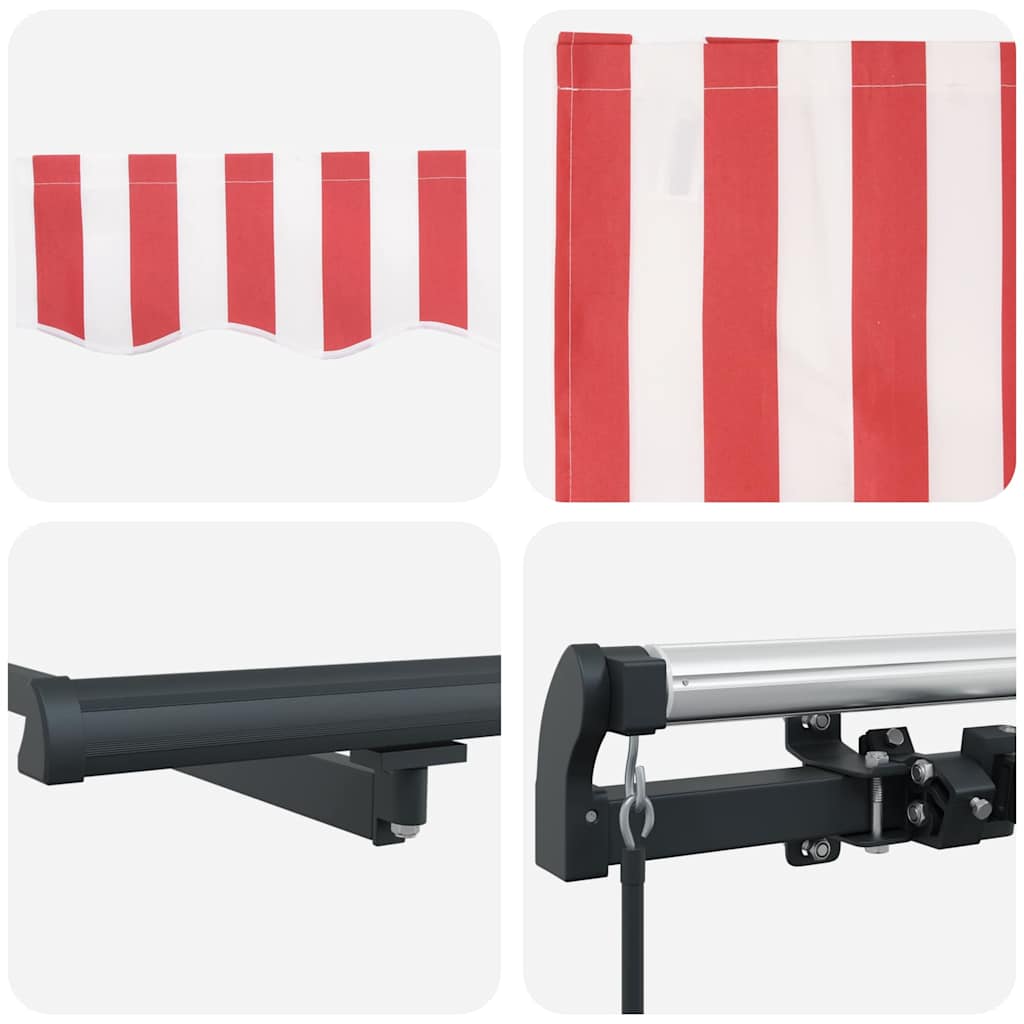 Einziehbare Markise Rot, Weiß 400 x 200 cm Polyester, Aluminium