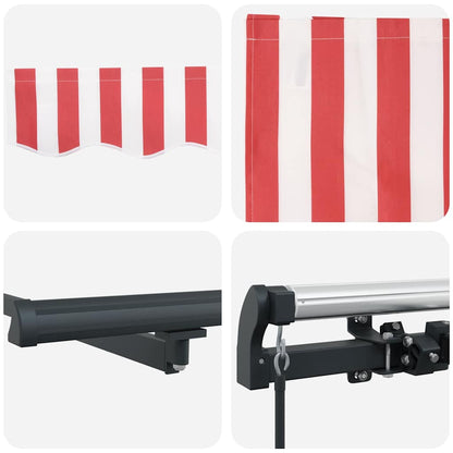 Einziehbare Markise Rot, Weiß 400 x 200 cm Polyester, Aluminium