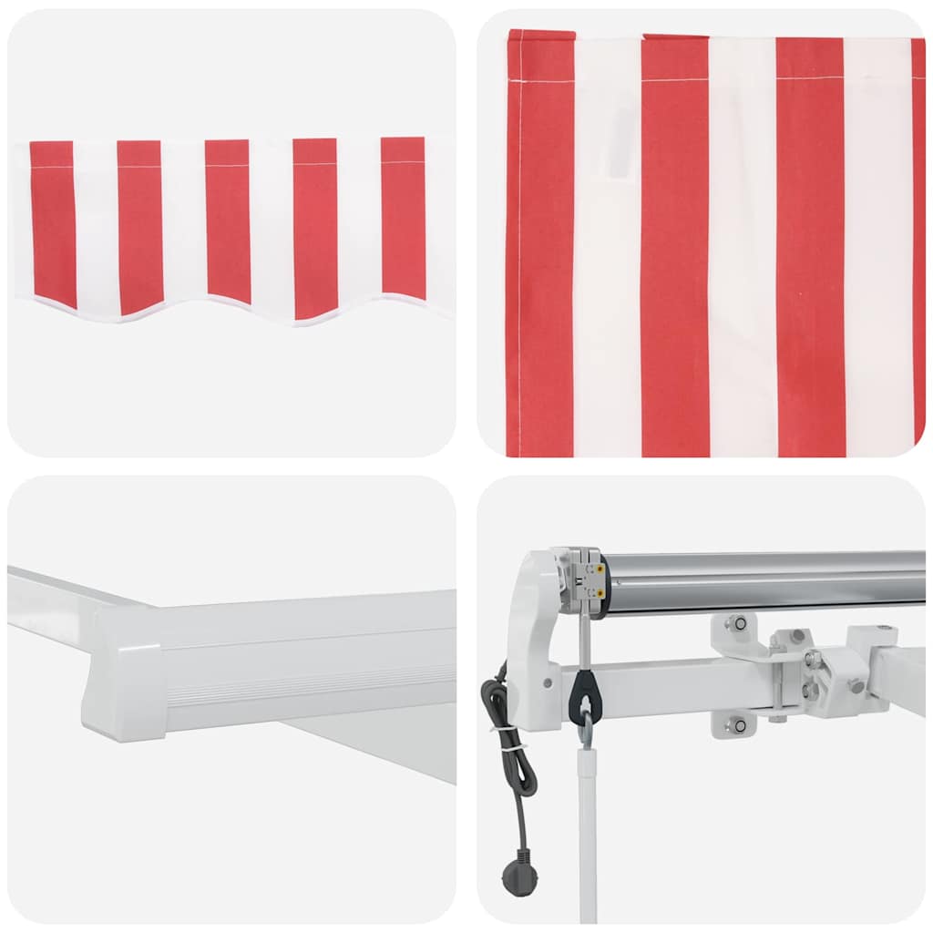 Einziehbare Markise Rot, Weiß 400 x 200 cm Polyester, Aluminium