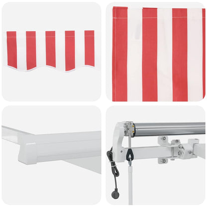 Einziehbare Markise Rot, Weiß 400 x 200 cm Polyester, Aluminium