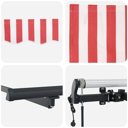 Einziehbare Markise Rot, Weiß 400 x 200 cm Polyester, Aluminium