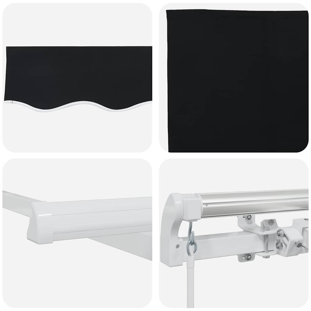 Einziehbare Markise Schwarz 400 x 200 cm Polyester, Aluminium
