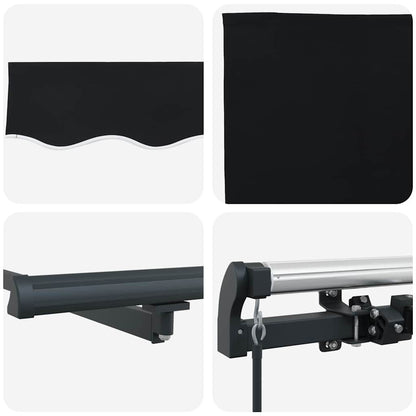 Einziehbare Markise Schwarz 400 x 200 cm Polyester, Aluminium