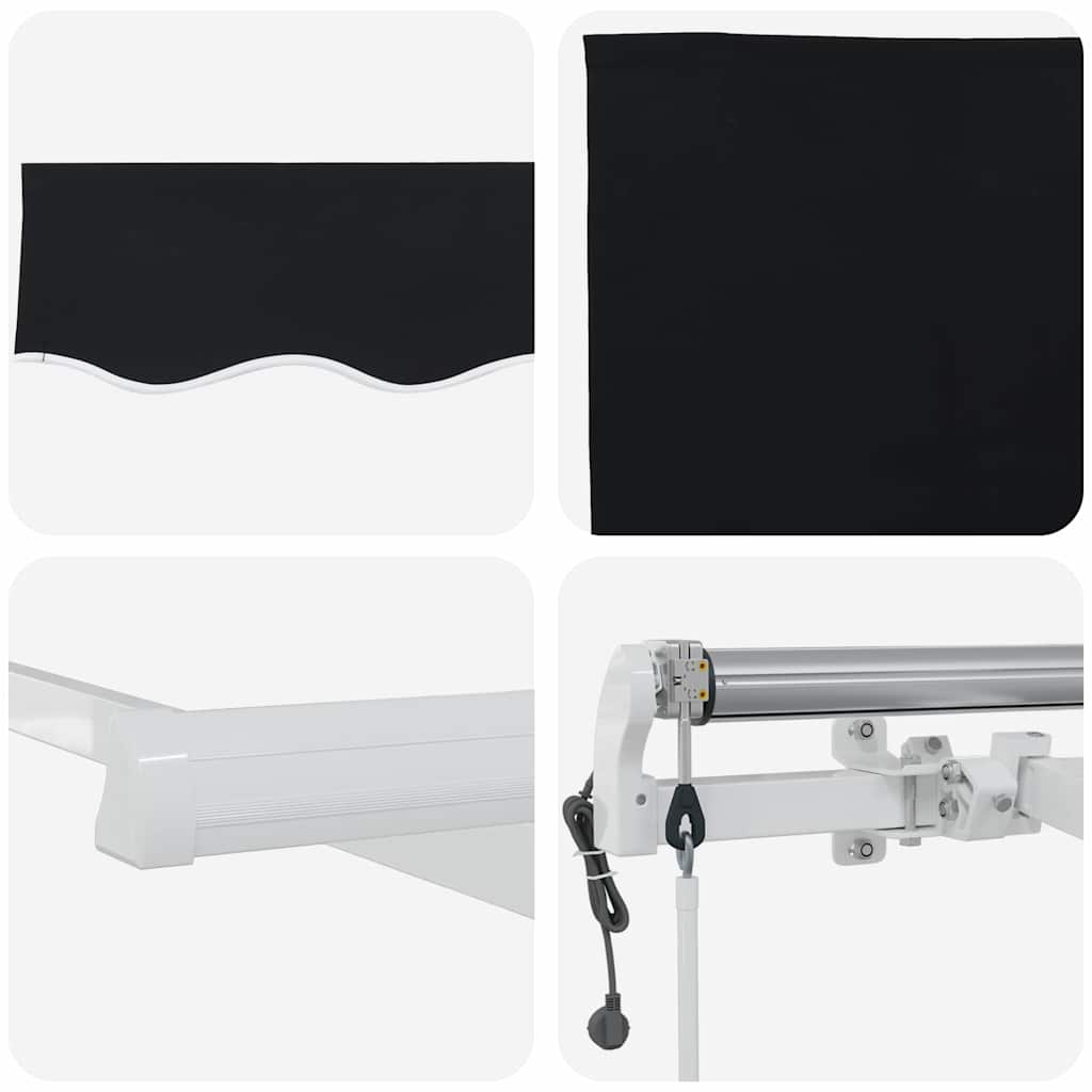 Einziehbare Markise Schwarz 400 x 200 cm Polyester, Aluminium