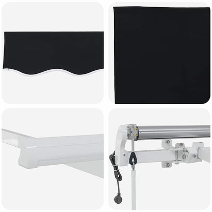 Einziehbare Markise Schwarz 400 x 200 cm Polyester, Aluminium