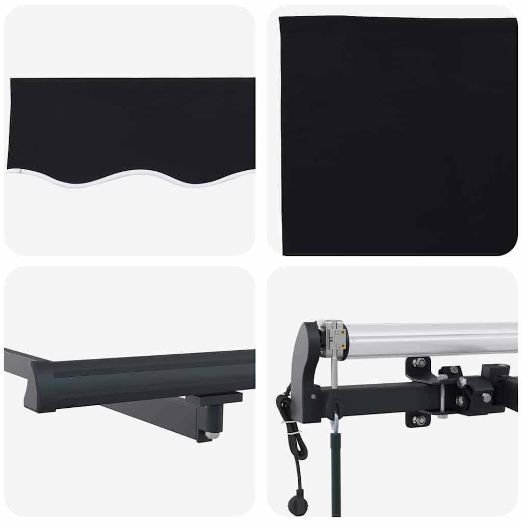 Einziehbare Markise Schwarz 400 x 200 cm Polyester, Aluminium