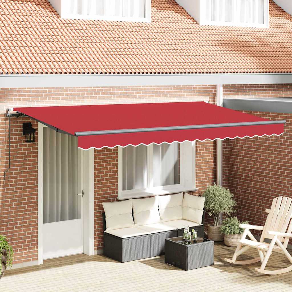 Einziehbare Markise Rot 400 x 200 cm Polyester, Aluminium
