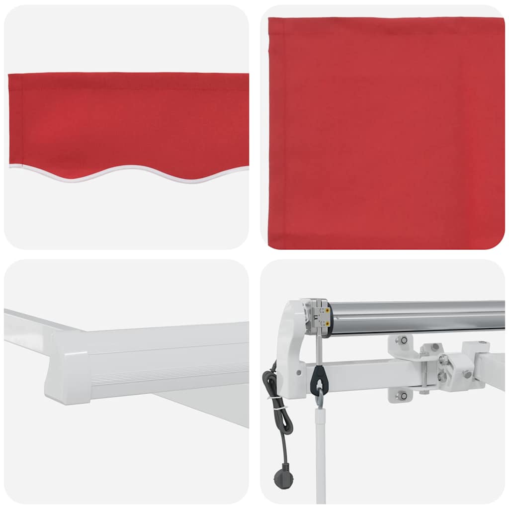 Einziehbare Markise Rot 400 x 200 cm Polyester, Aluminium