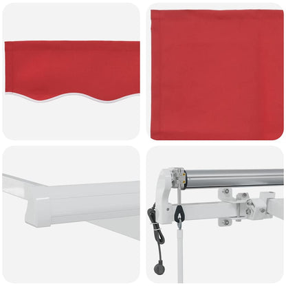 Einziehbare Markise Rot 400 x 200 cm Polyester, Aluminium