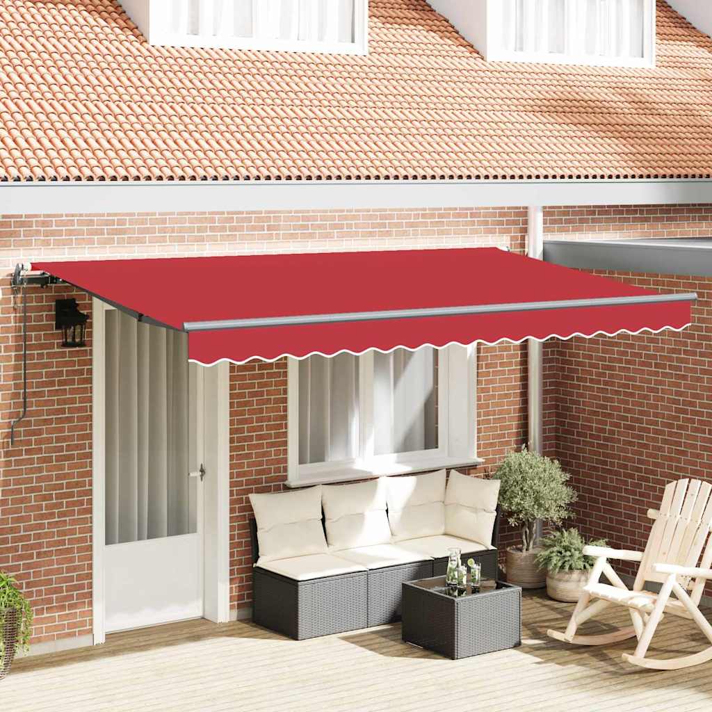 Einziehbare Markise Rot 400 x 200 cm Polyester, Aluminium