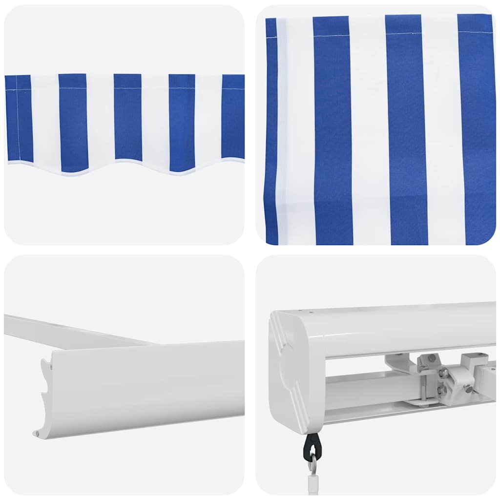 Einziehbare Markise Blau und Weiß 300 x 250 cm Stoff und Metall
