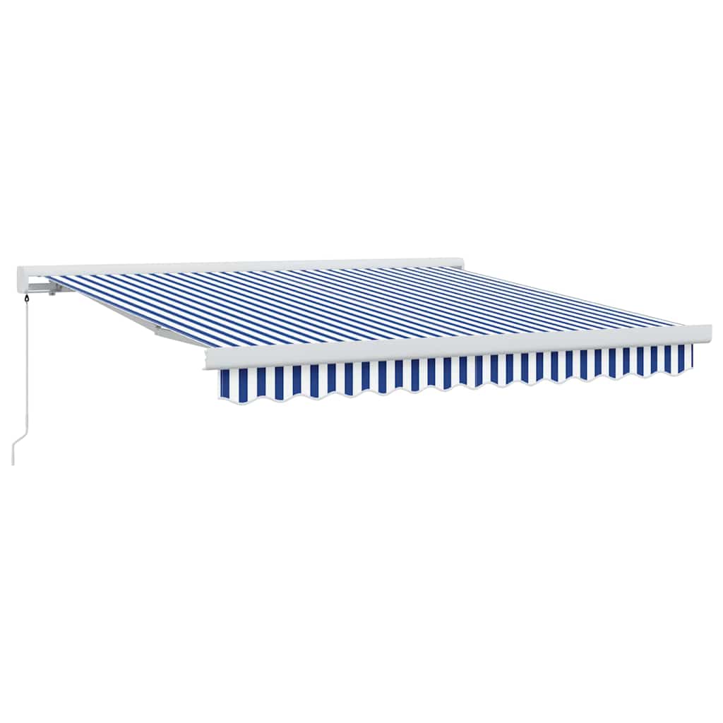 Einziehbare Markise Blau und Weiß 300 x 250 cm Stoff und Metall