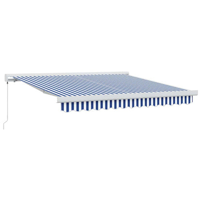 Einziehbare Markise Blau und Weiß 300 x 250 cm Stoff und Metall