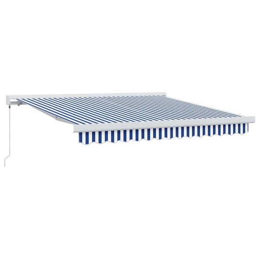 Einziehbare Markise Blau und Weiß 300 x 250 cm Stoff und Metall