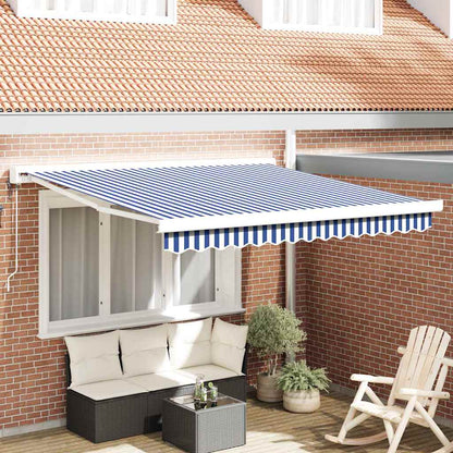 Einziehbare Markise Blau und weiß 300 x 250 cm Stoff, Metall