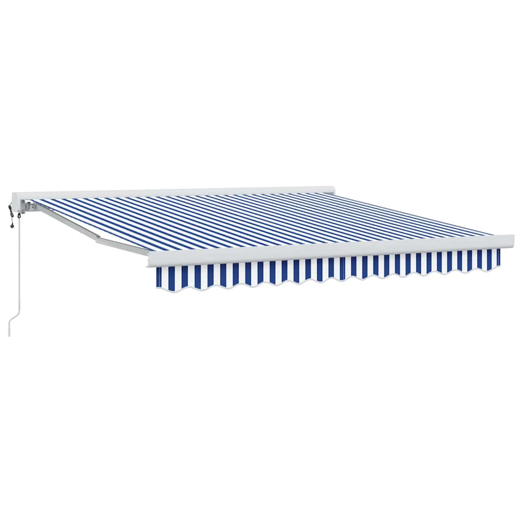Einziehbare Markise Blau und weiß 300 x 250 cm Stoff, Metall
