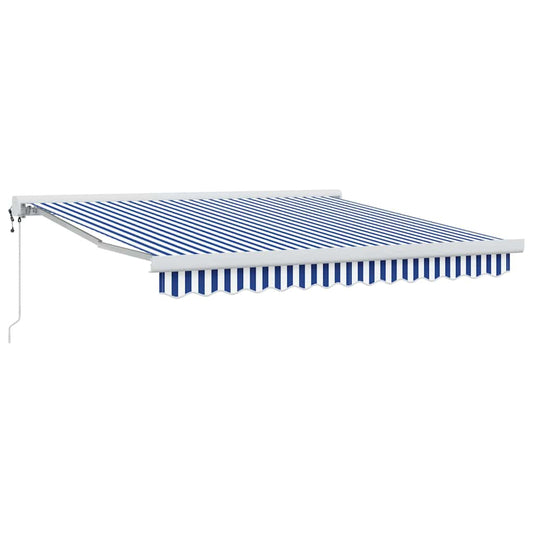 Einziehbare Markise Blau und weiß 300 x 250 cm Stoff, Metall
