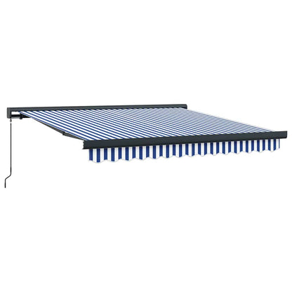 Einziehbare Markise Blau und Weiß 300 x 250 cm Stoff und Metall
