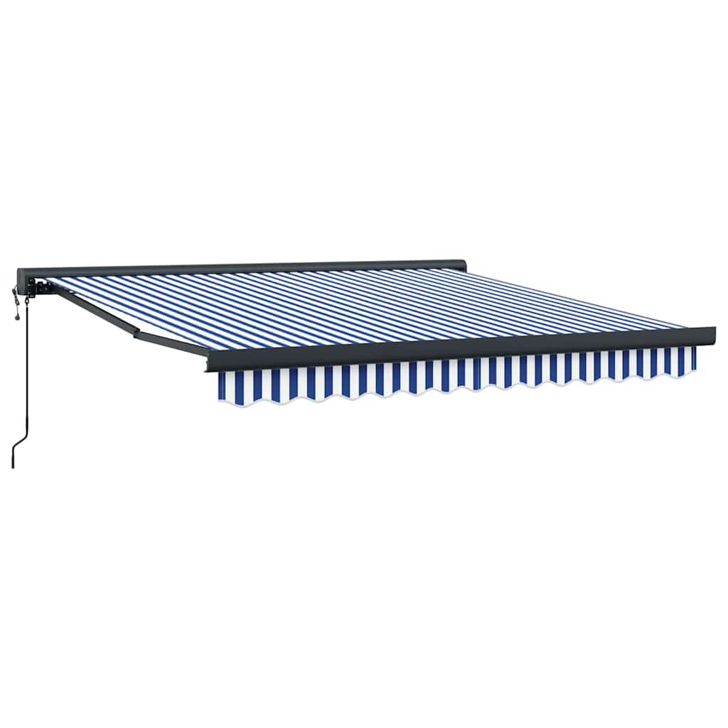 Einziehbare Markise Blau und weiß 300 x 250 cm Stoff, Metall