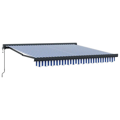 Einziehbare Markise Blau und weiß 300 x 250 cm Stoff, Metall
