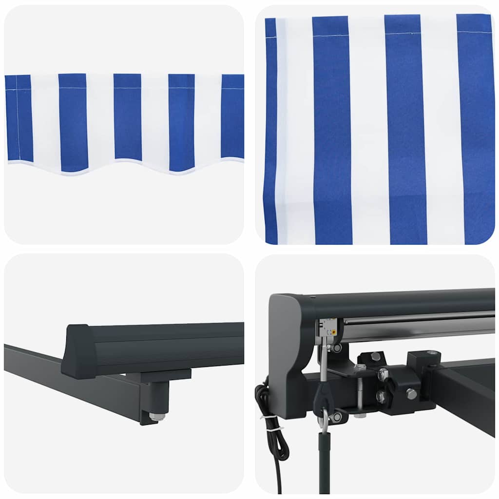 Einziehbare Markise Blau und Weiß 300x250 cm Stoff