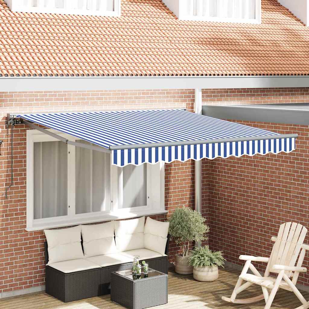 Einziehbare Markise Blau und Weiß 300x250 cm Stoff