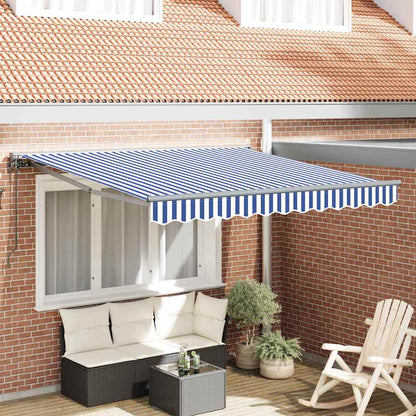 Einziehbare Markise Blau und Weiß 300x250 cm Stoff