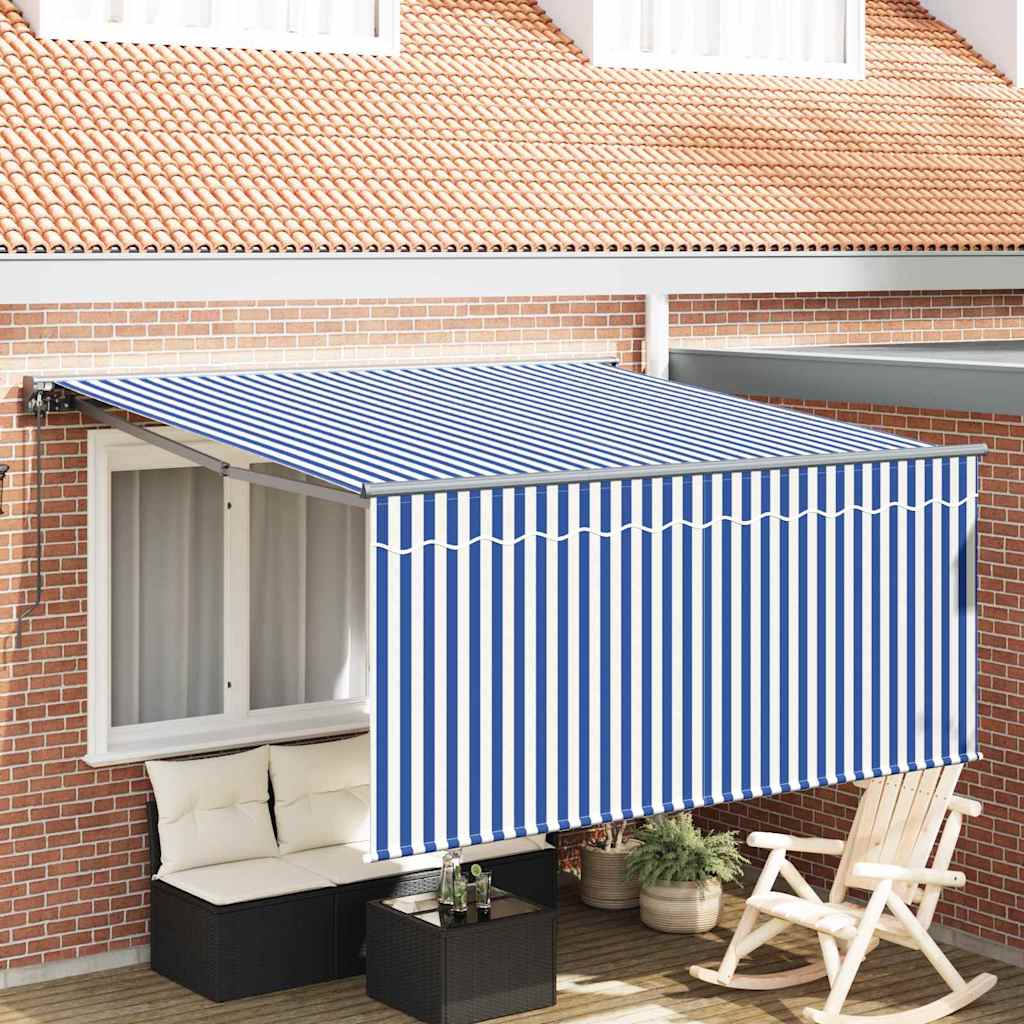 Einziehbare Markise Blau und weiß 300 x 250 cm Stoff