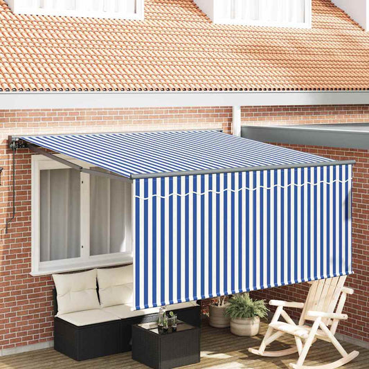 Einziehbare Markise Blau und weiß 300 x 250 cm Stoff