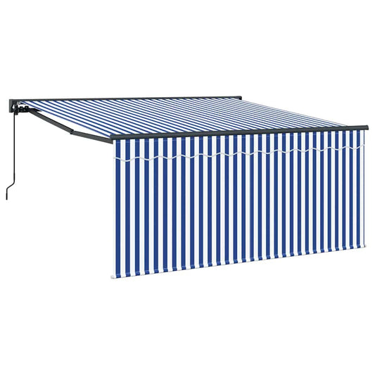 Einziehbare Markise Blau und weiß 300 x 250 cm Stoff