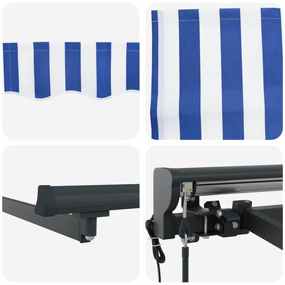 Einziehbare Markise Blau und weiß 300 x 250 cm Stoff