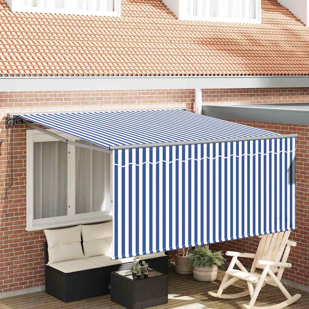 Einziehbare Markise Blau und weiß 300 x 250 cm Stoff