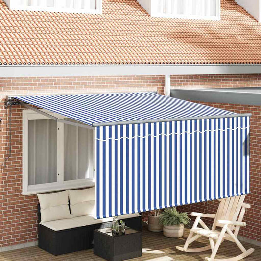 Einziehbare Markise Blau und weiß 300 x 250 cm Stoff