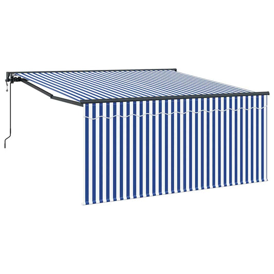 Einziehbare Markise Blau und weiß 300 x 250 cm Stoff
