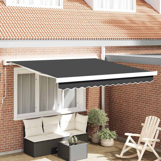 Einziehbare Markise Anthrazit 300 x 250 cm Stoff und Metall